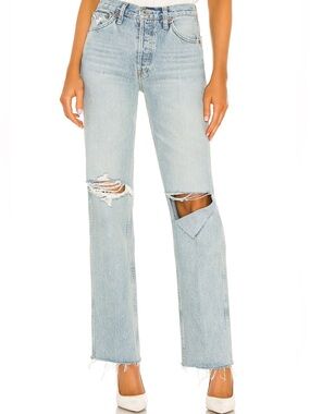RE/DONE Originals 90s High Rise Loose Jeans with rips. Size 25